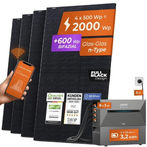 Solarway All in One 2000 Wp / 800 Watt 3,2 kWh Anker Solix 2 Pro