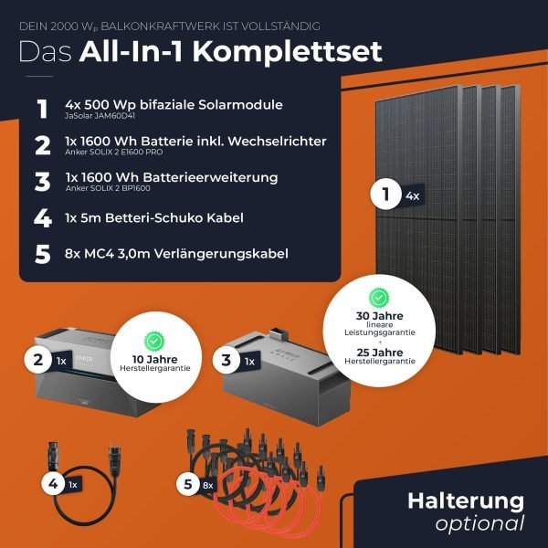 Solarway All in One 2000 Wp / 800 Watt 3,2 kWh Anker Solix 2 Pro