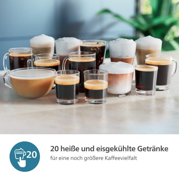 Kaffeevollautomat EP5547/90 5500 Series, 20 Kaffeespezialitäten (heiß oder eisgekühlt), Chrom-Schwarz