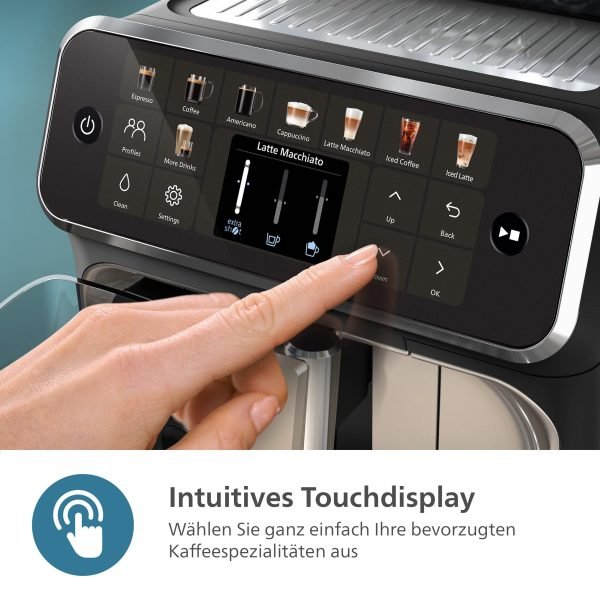 Kaffeevollautomat EP5547/90 5500 Series, 20 Kaffeespezialitäten (heiß oder eisgekühlt), Chrom-Schwarz