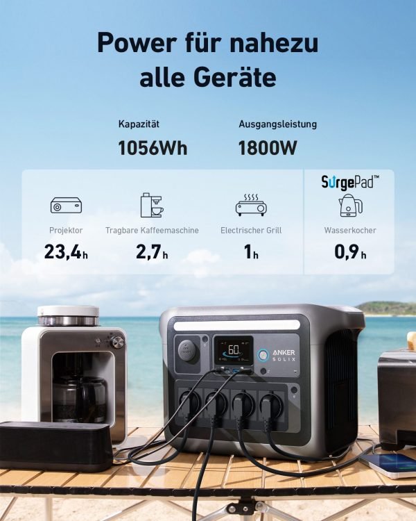 Anker SOLIX C1000 Tragbare Powerstation – 1.056 Wh, 1.800 W (Spitze 2.400 W)