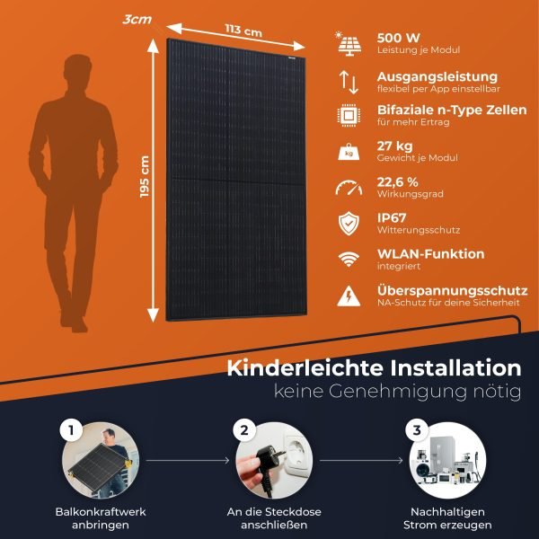 Solarway All In One Speicher Balkonkraftwerk 1000 Wp / 800 Watt