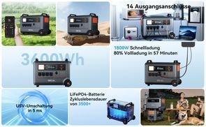 OSCAL PowerMax 3600 Tragbare Powerstation – 3.600 Wh, 3.000 W (Spitze 6.000 W)